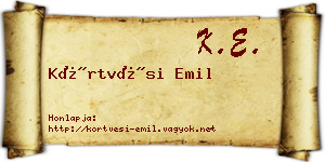 Körtvési Emil névjegykártya